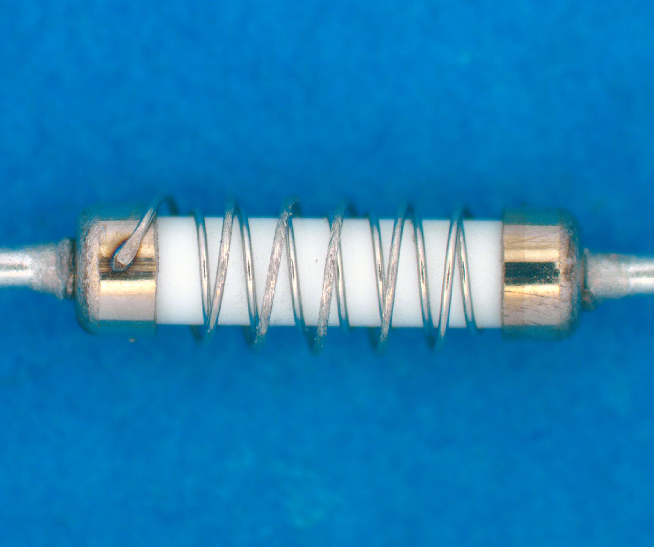 Optical image of a wirewound resistor after de-encapsulation.